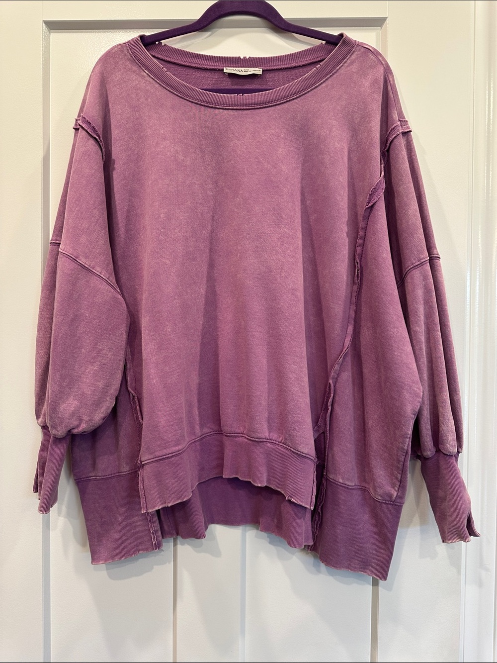 Zenana Mineral Washed Oversized Pullover, S/M